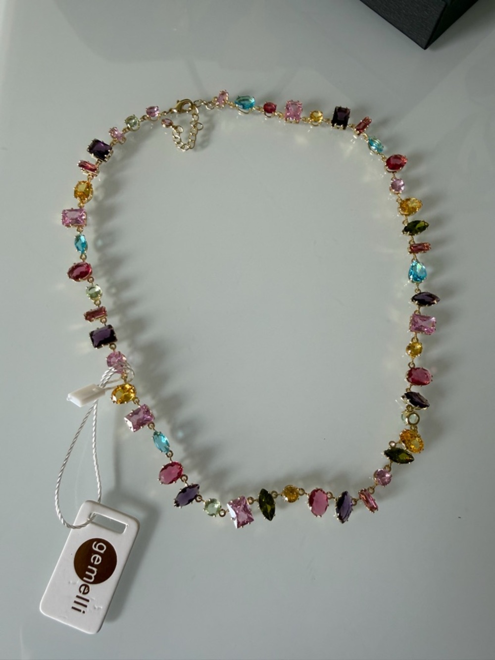 Gemelli colorful crystal Shapes Gold Necklace